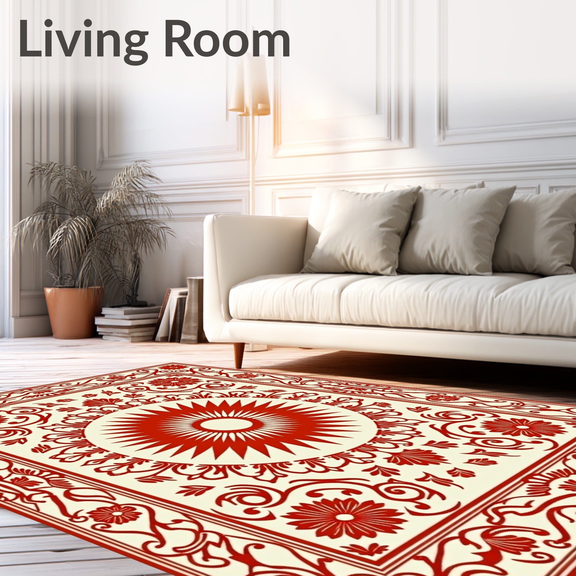 Radiant Sun Floral Border Design Rug