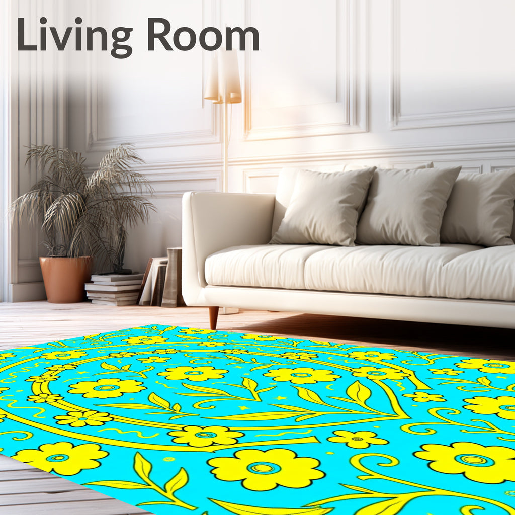Yellow Floral Medley Pattern Rug