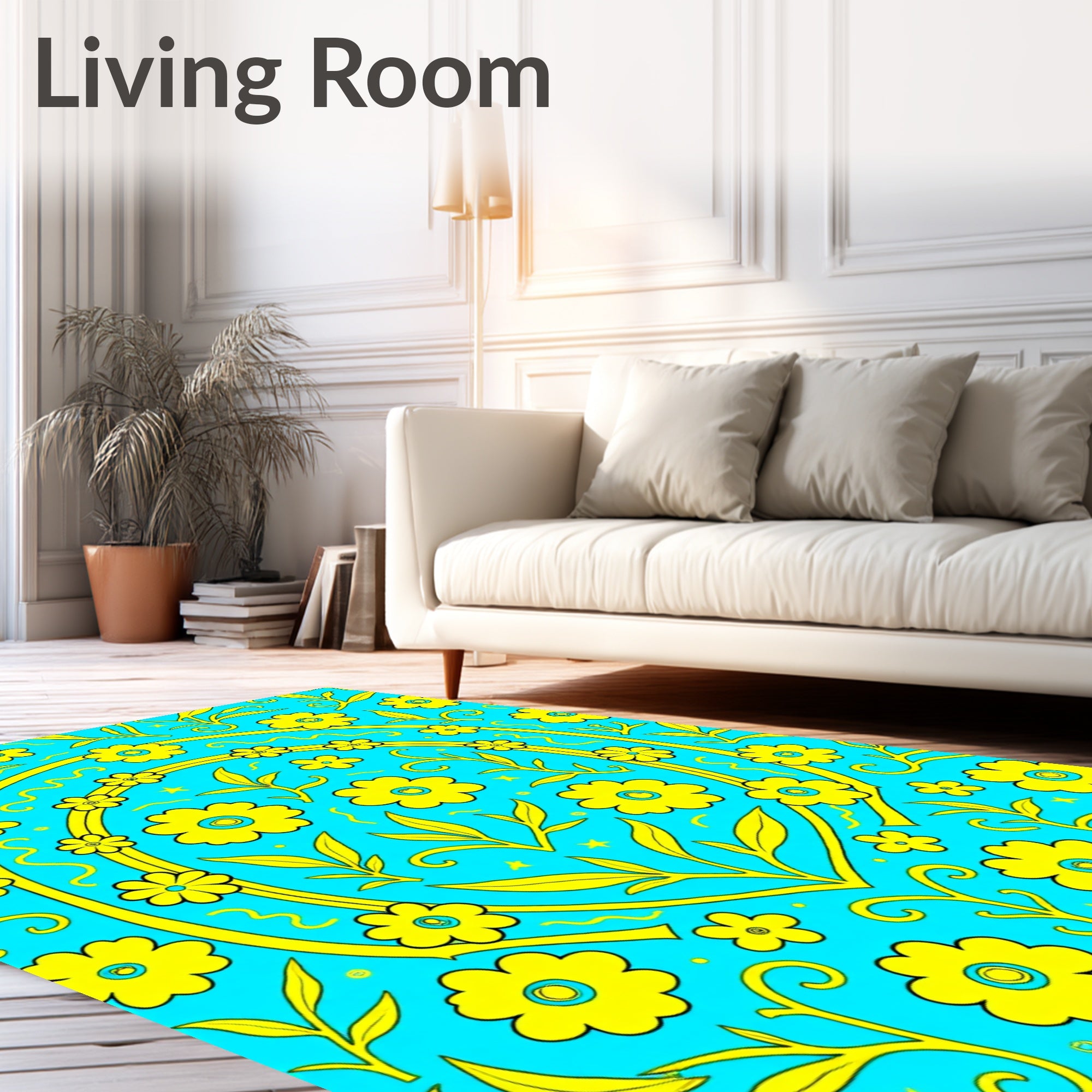 Yellow Floral Medley Pattern Rug