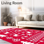 Christmas Reindeer Trees Pattern Rug