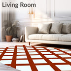 Red White Lattice Diamond Pattern Rug
