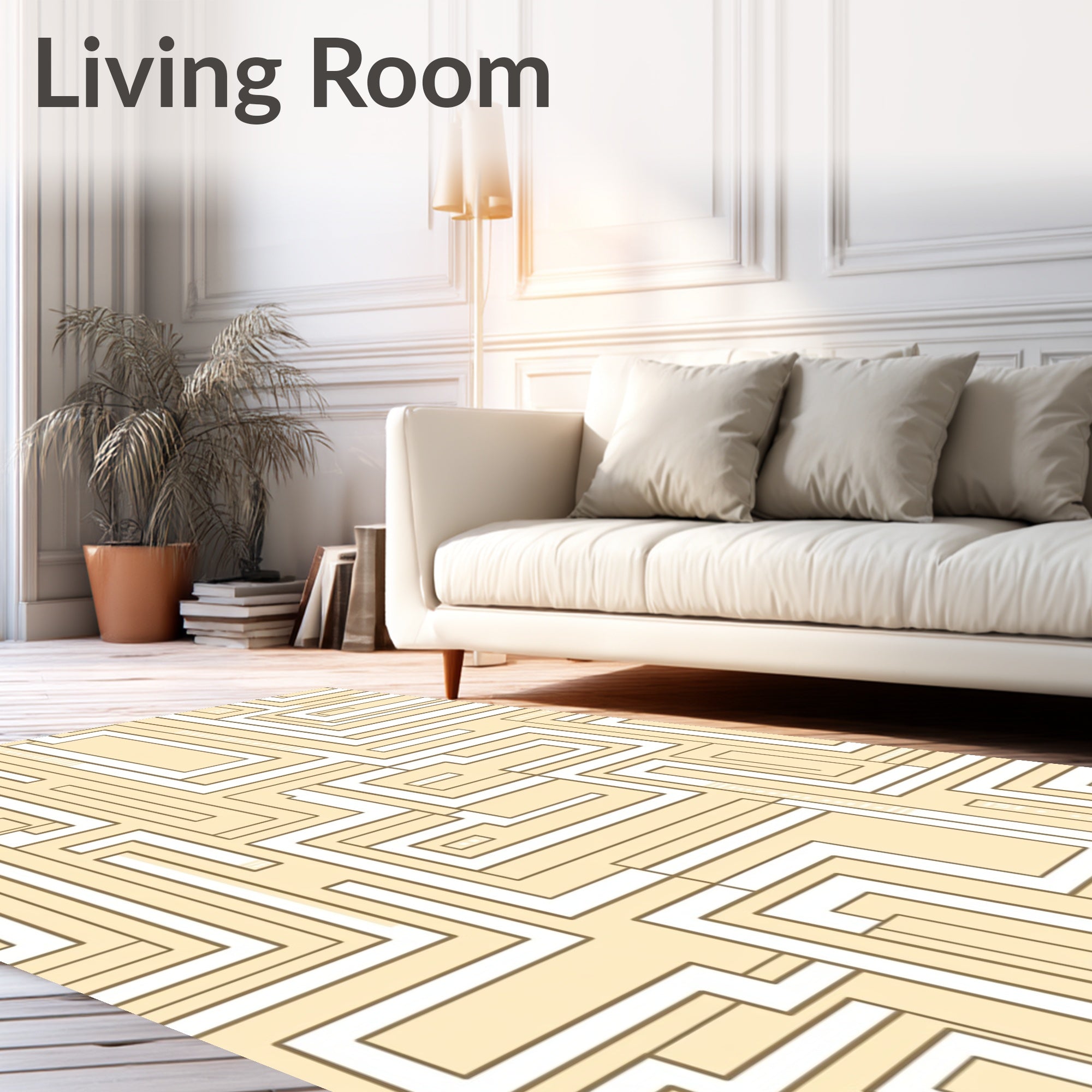 Geometric Labyrinth Cream Pattern Rug