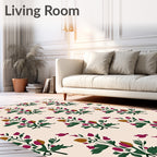 Delicate Floral Pattern with Burgundy Accents Rug
