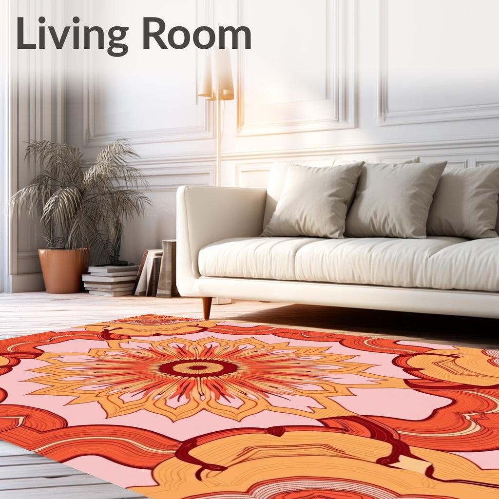 Warm Earth Tones Abstract Mandala Rug