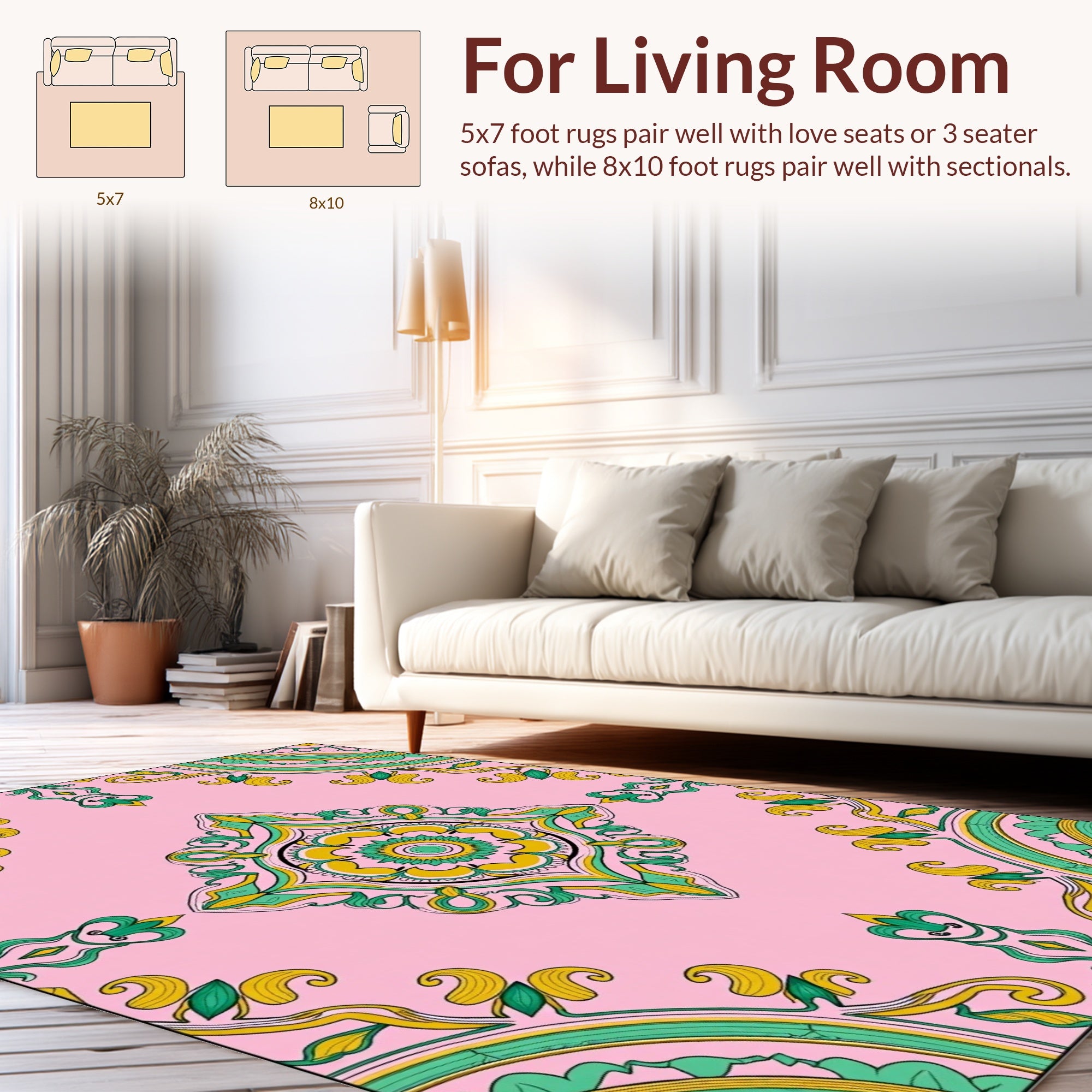 Pink Floral Medallion Pattern Rug
