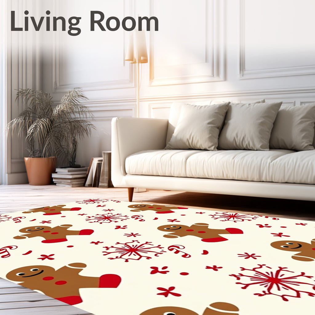 Gingerbread Candy Cane Snowflakes Pattern Rug