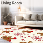 Gingerbread Candy Cane Snowflakes Pattern Rug