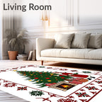 Festive Christmas Tree Santa Patterned Rug