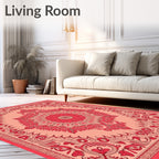 Elaborate Coral Floral Mandala Design Rug