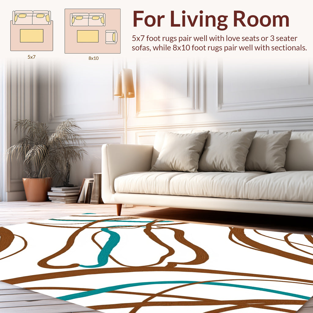 Brown And Teal Organic Lines Rug
