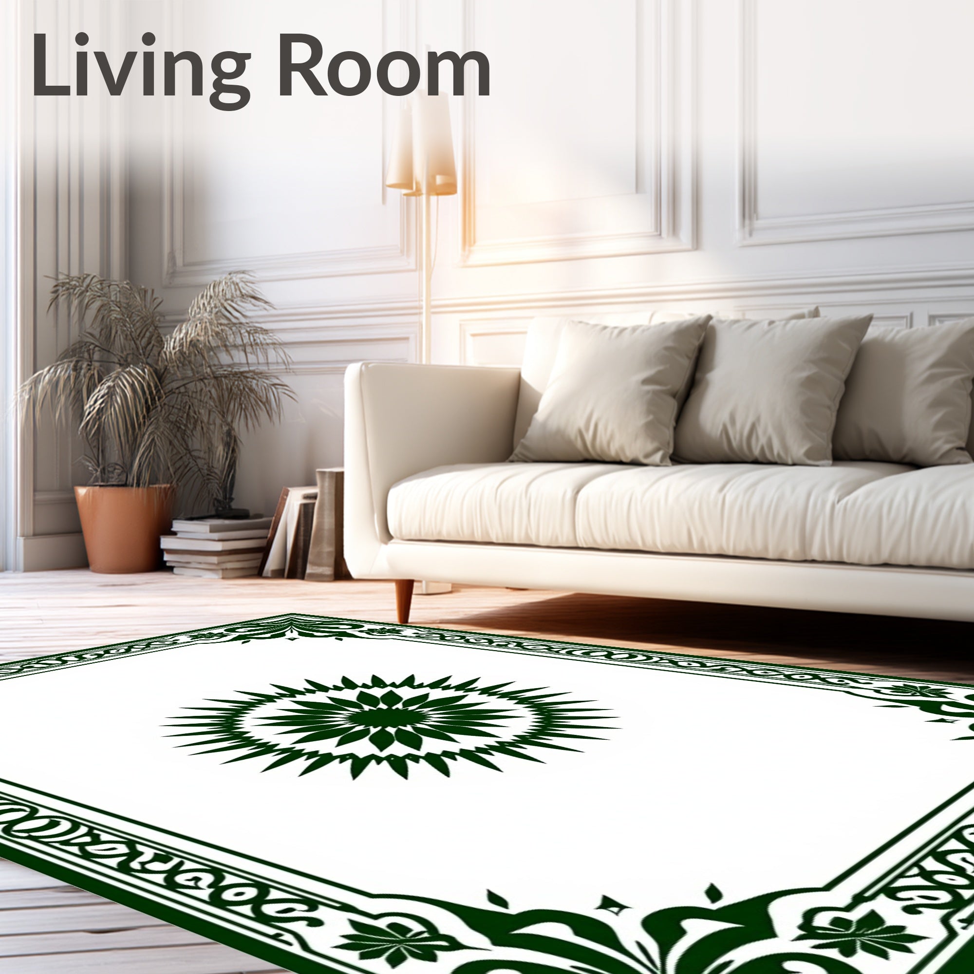 Embroidered Sunburst Border Rug