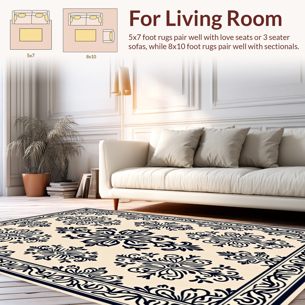 Classic Floral Swirl Patterned Rug
