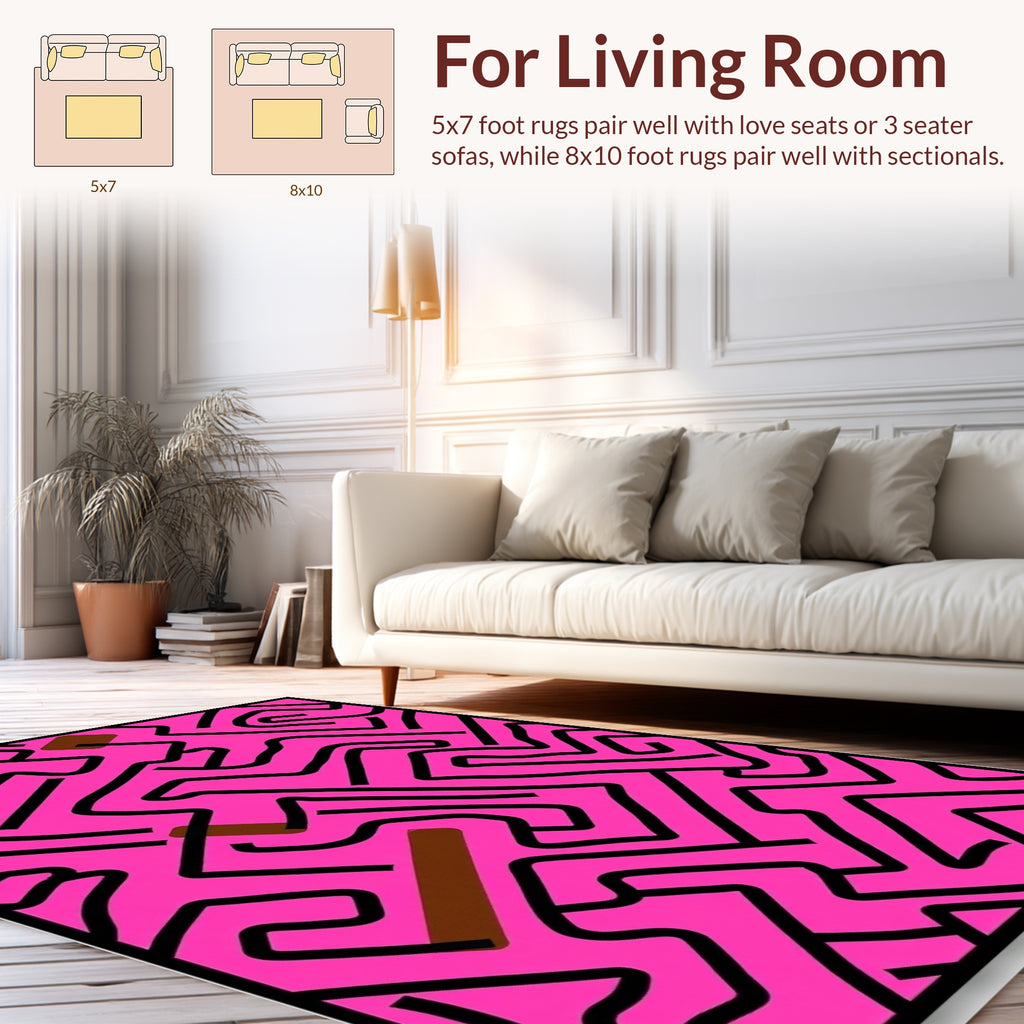 Pink Maze Pattern Rug