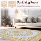 Golden Scrollwork With Sunburst Motif Rug