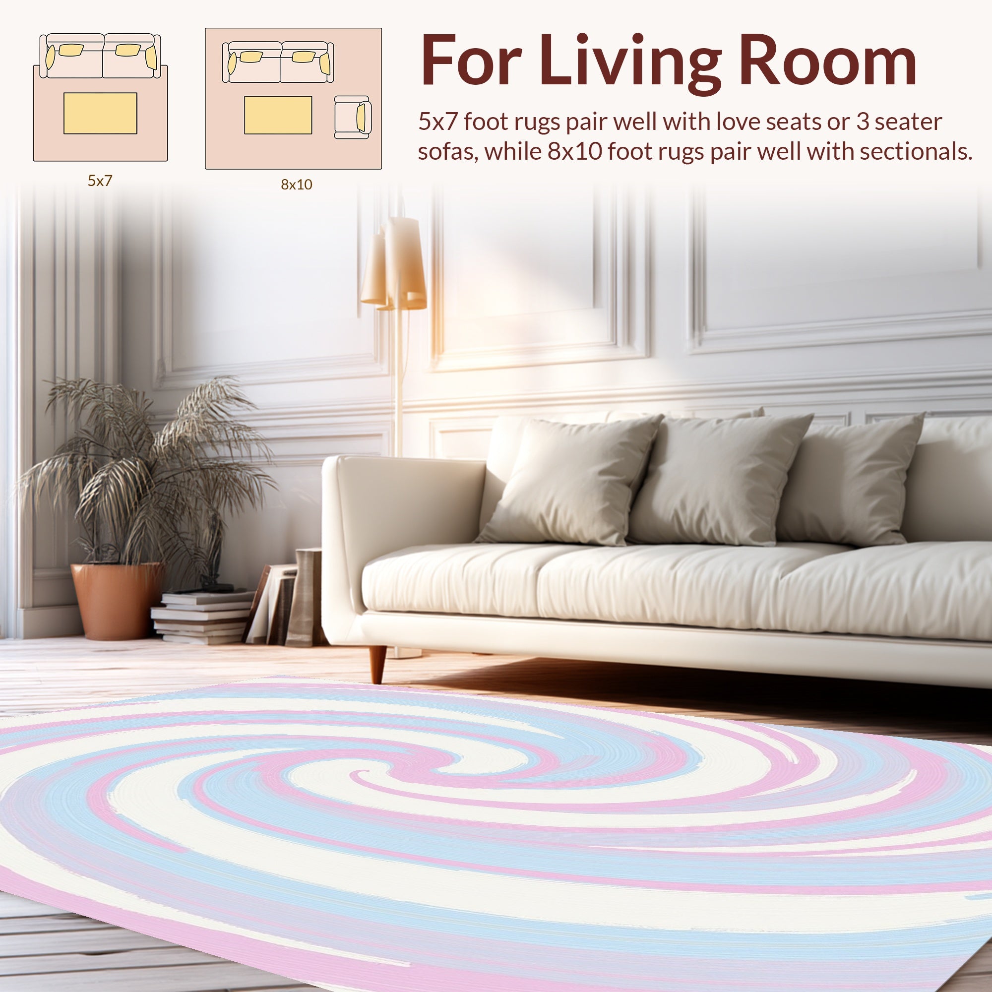 Swirl Pattern Pastel Abstract Design Rug