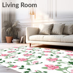 Pink Rose Vine Floral Pattern Rug
