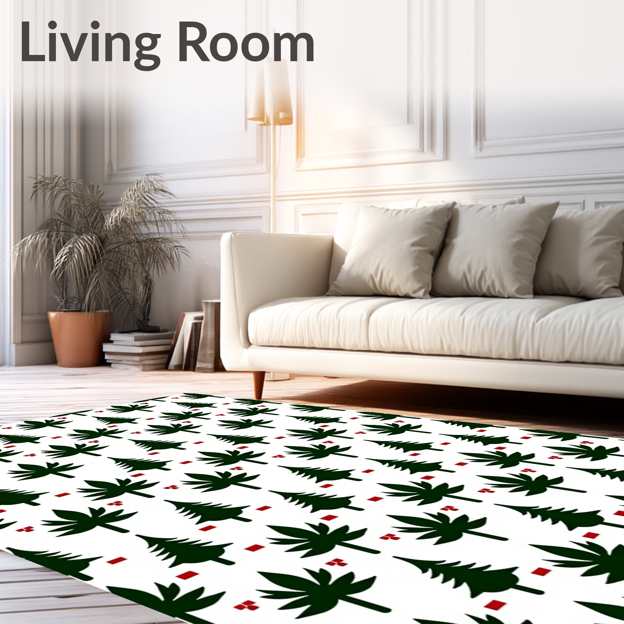 Forest Trees Red Square Repeat Rug