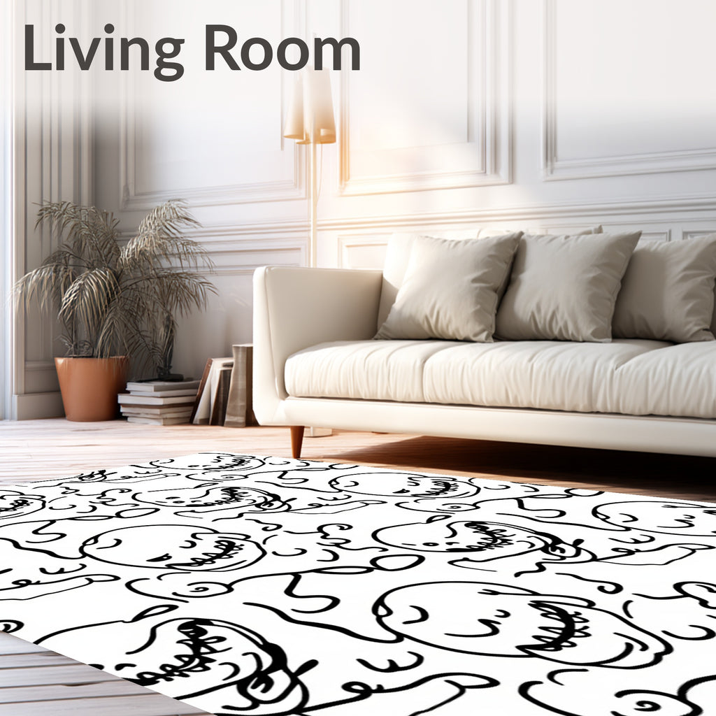Sketchy Skull Pattern Design Rug