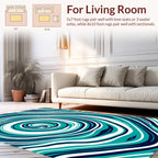 Swirling Teal Navy Abstract Pattern Rug