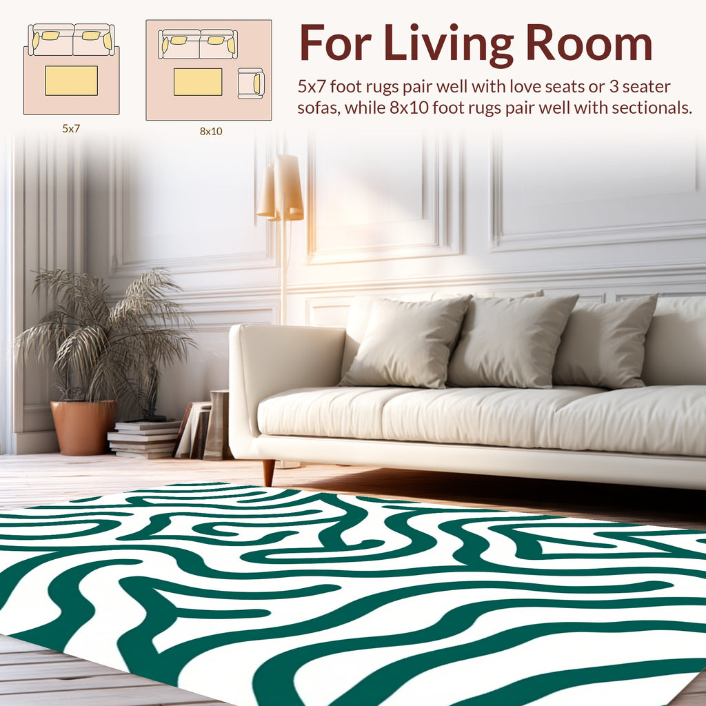 Abstract Teal Swirl Modern Pattern Rug