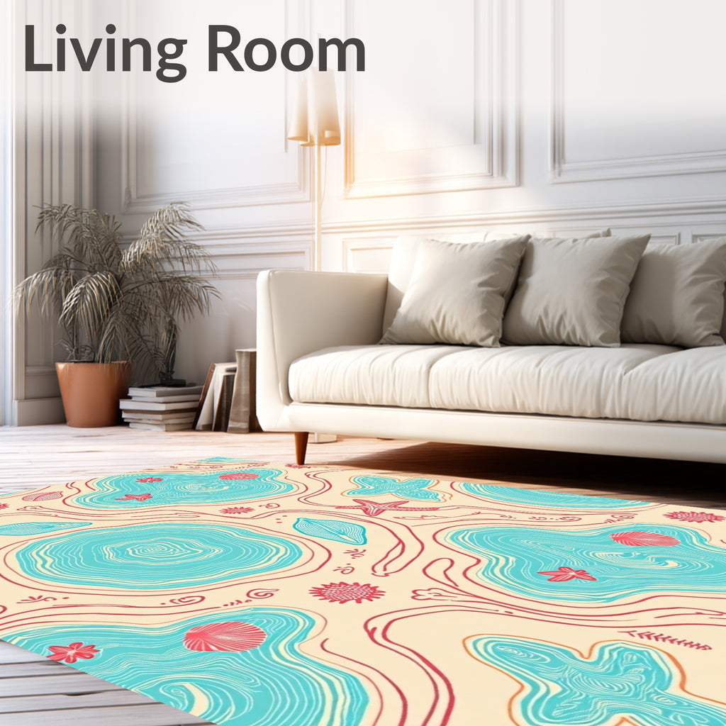 Coral Reef Organic Wave Pattern Rug