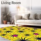 Radiant Starburst Pattern Yellow Rug