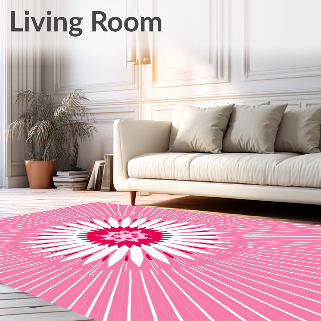 Radiant Pink Starburst Pattern Rug