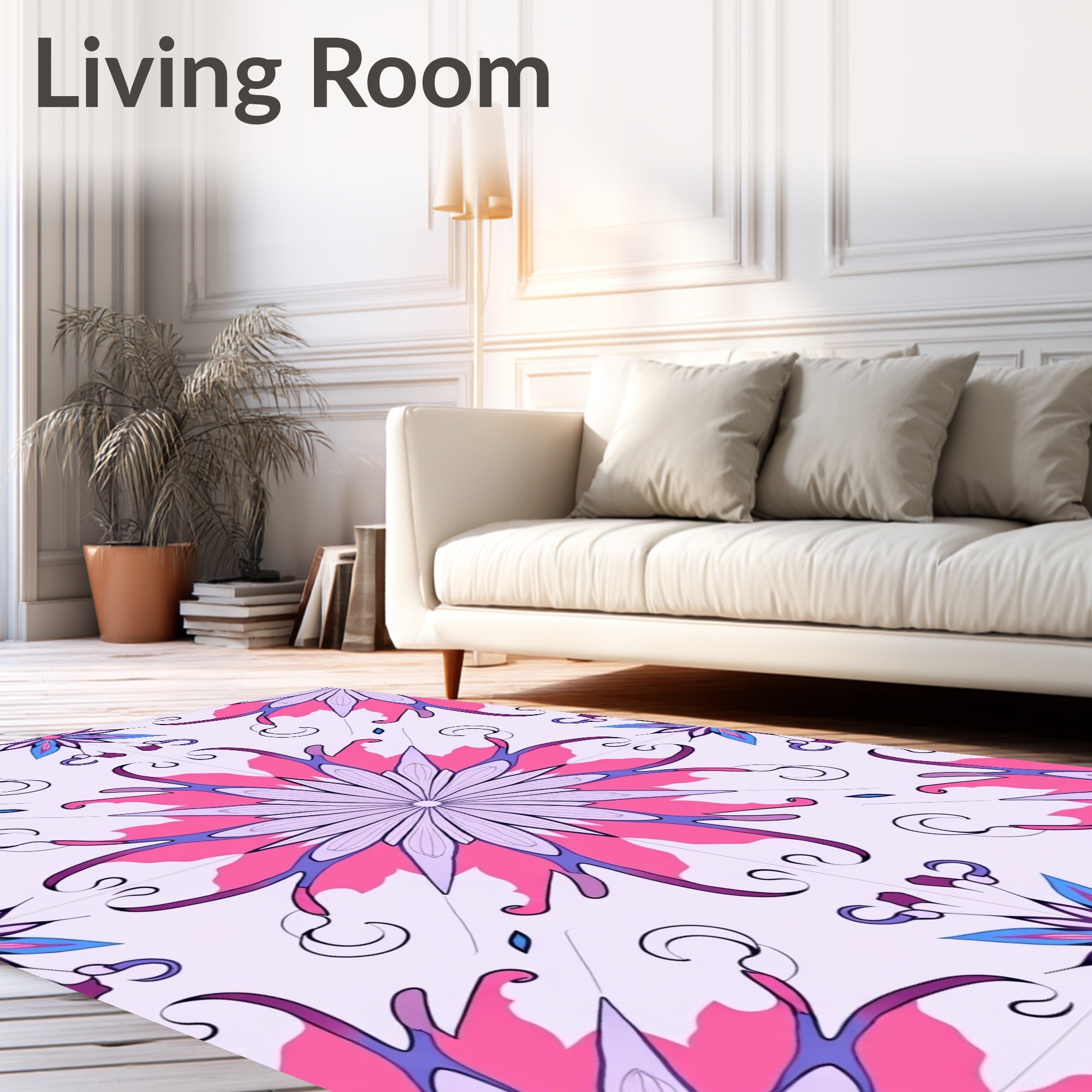 Floral Petal Patterned Mandala Rug