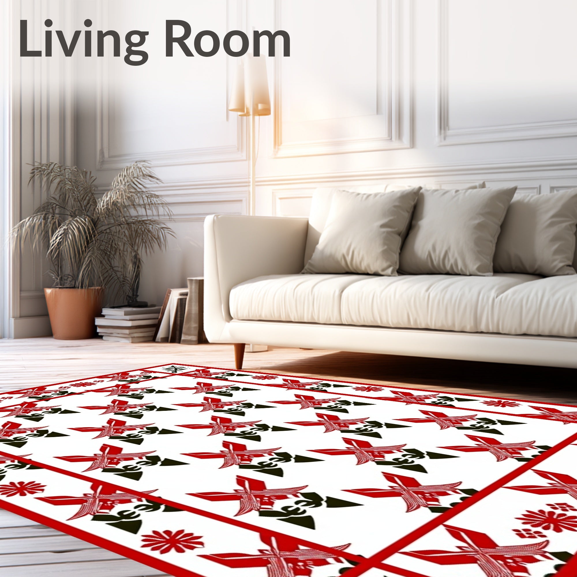 Red Black Abstract Butterfly Pattern Rug