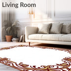 Ornate Floral Border Design Rug