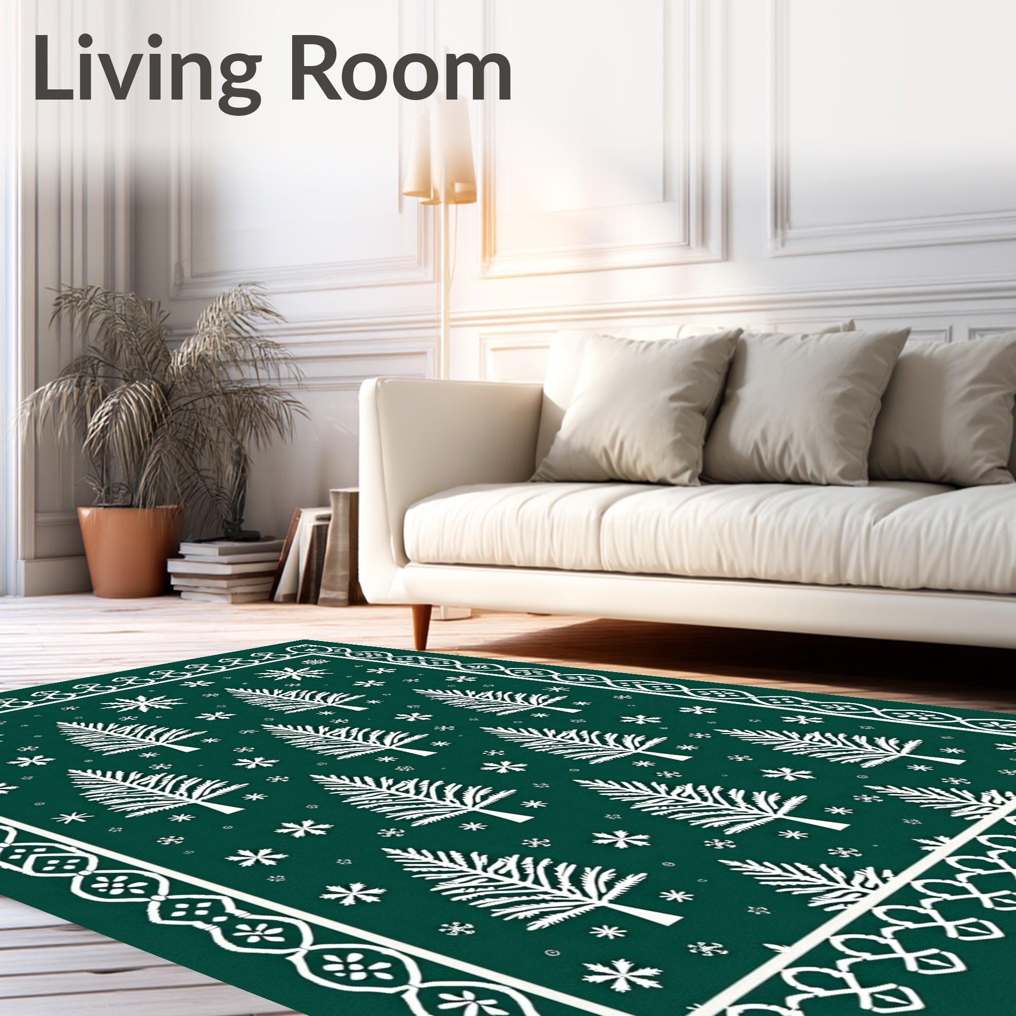 Forest Trees and Snowflakes Design Rug