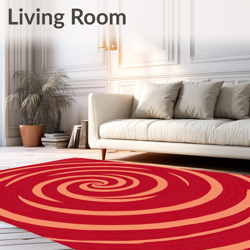 Red And Orange Swirl Pattern Rug