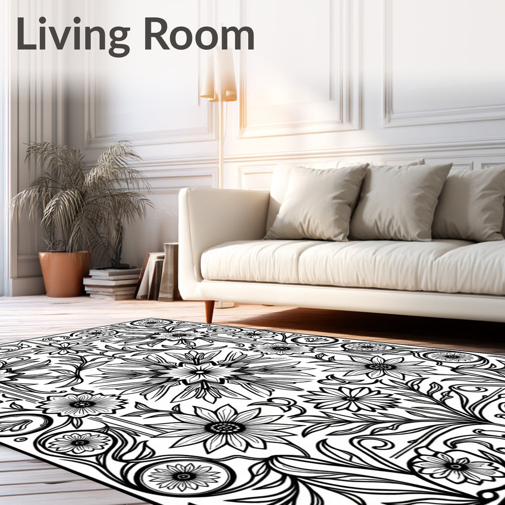 Art Nouveau Floral Mandala Design Rug