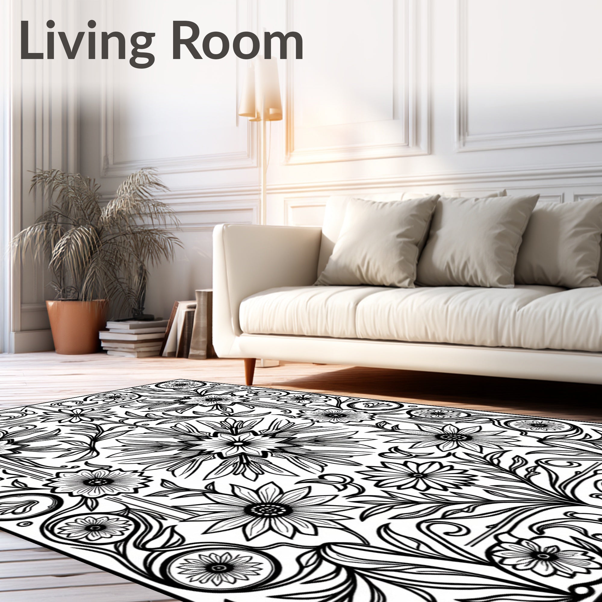 Art Nouveau Floral Mandala Design Rug