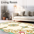 Floral Scroll Medallion Decorative Rug