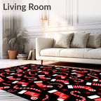 Red Stocking Candy Cane Snowflake Rug