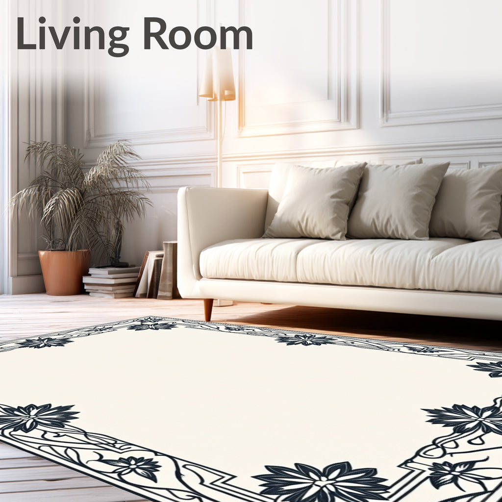 Art Nouveau Floral Frame Design Rug