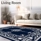 Ornate Floral Bordered Medallion Design Rug
