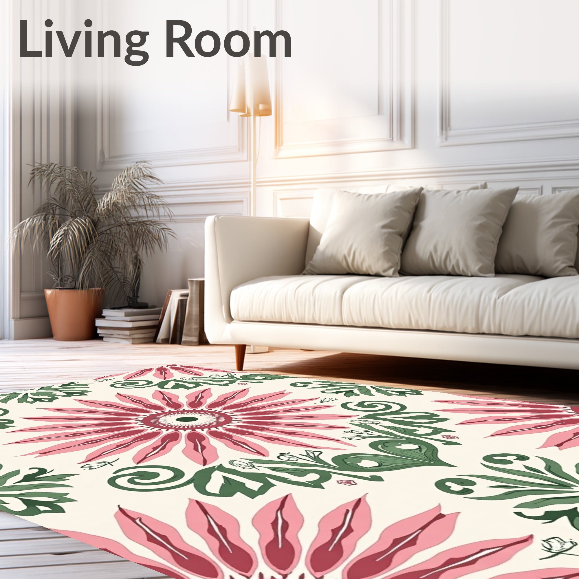 Pink Daisy Floral Pattern Rug