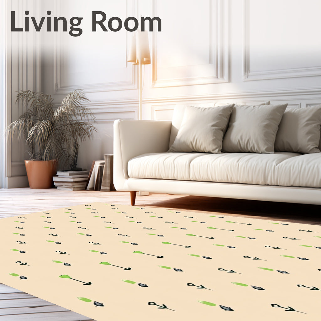Light Yellow Green Floral Field Rug