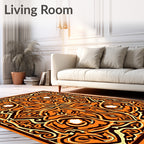 Ornate Orange Cream Black Pattern Rug