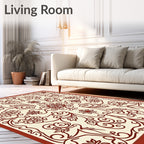 Elegant Red Floral Vine Swirl Rug