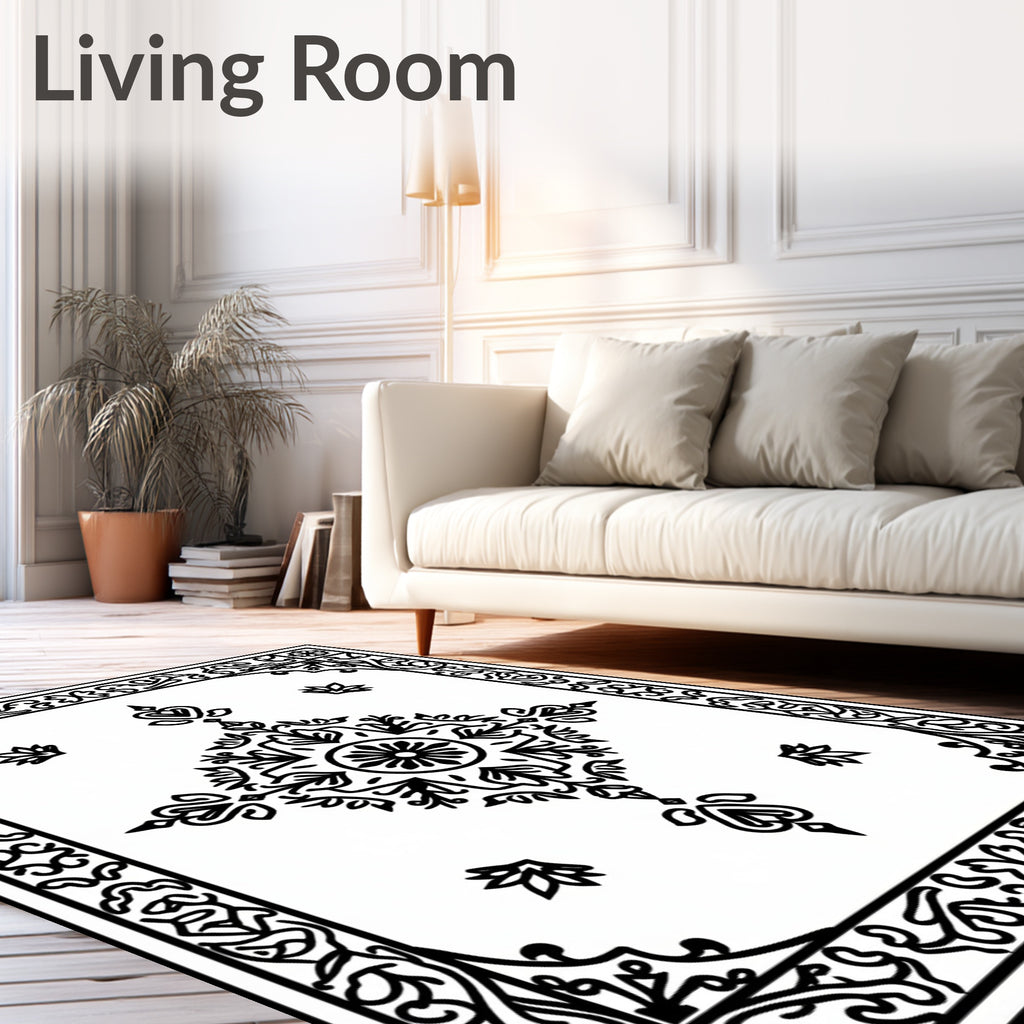 Ornate Floral Mandala Contour Rug