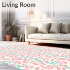 Playful Pink Teal Brushstroke Pattern Rug