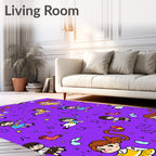 Playful Cartoon Girl Pattern Design Rug