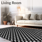 White Abstract Floral Repeat Rug