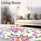 Vibrant Pink Purple Floral Pattern Rug