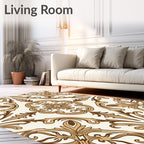 Classic Damask Leaf Swirl Rug