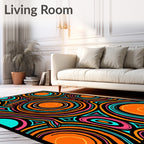 Vibrant Orange Teal Swirls Rug