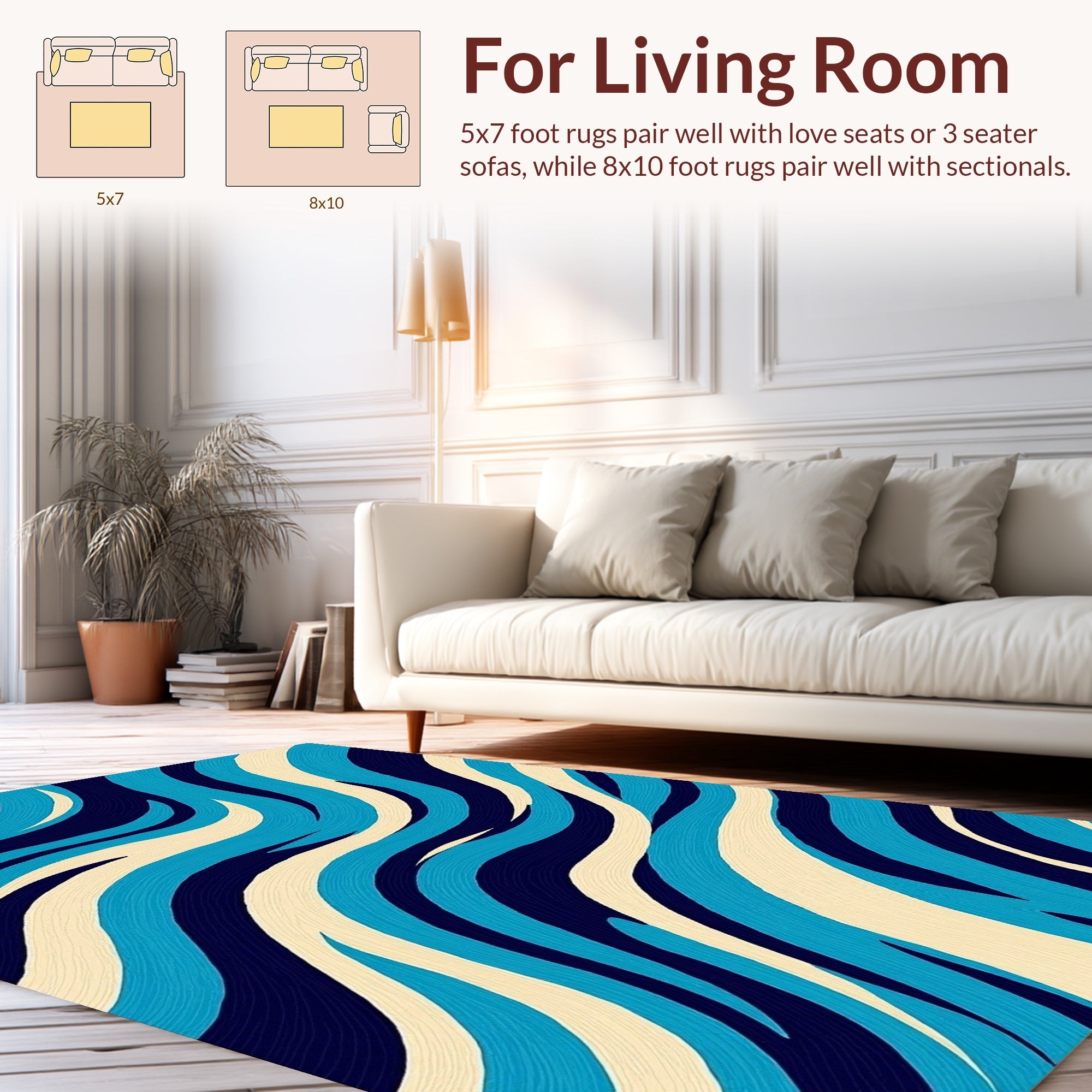 Ocean Waves Abstract Design Rug